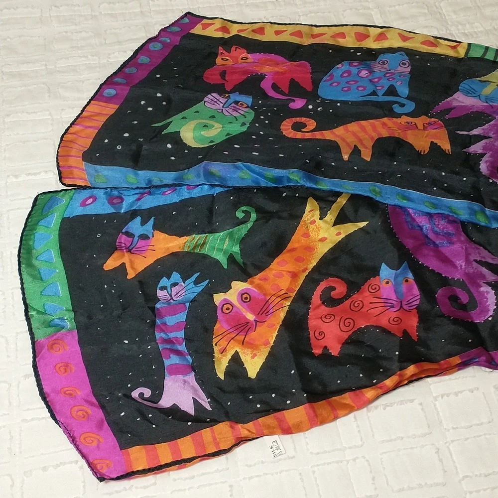 Wrapables Vibrant‎ 100% Silk Long Feline Rainbow Scarf, 51